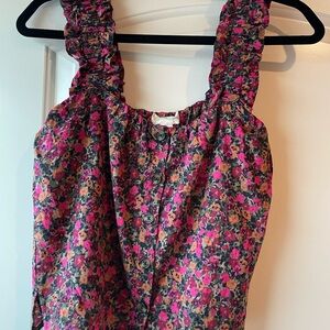 Treasure & Bond Pink Floral Button-Front Blouse
